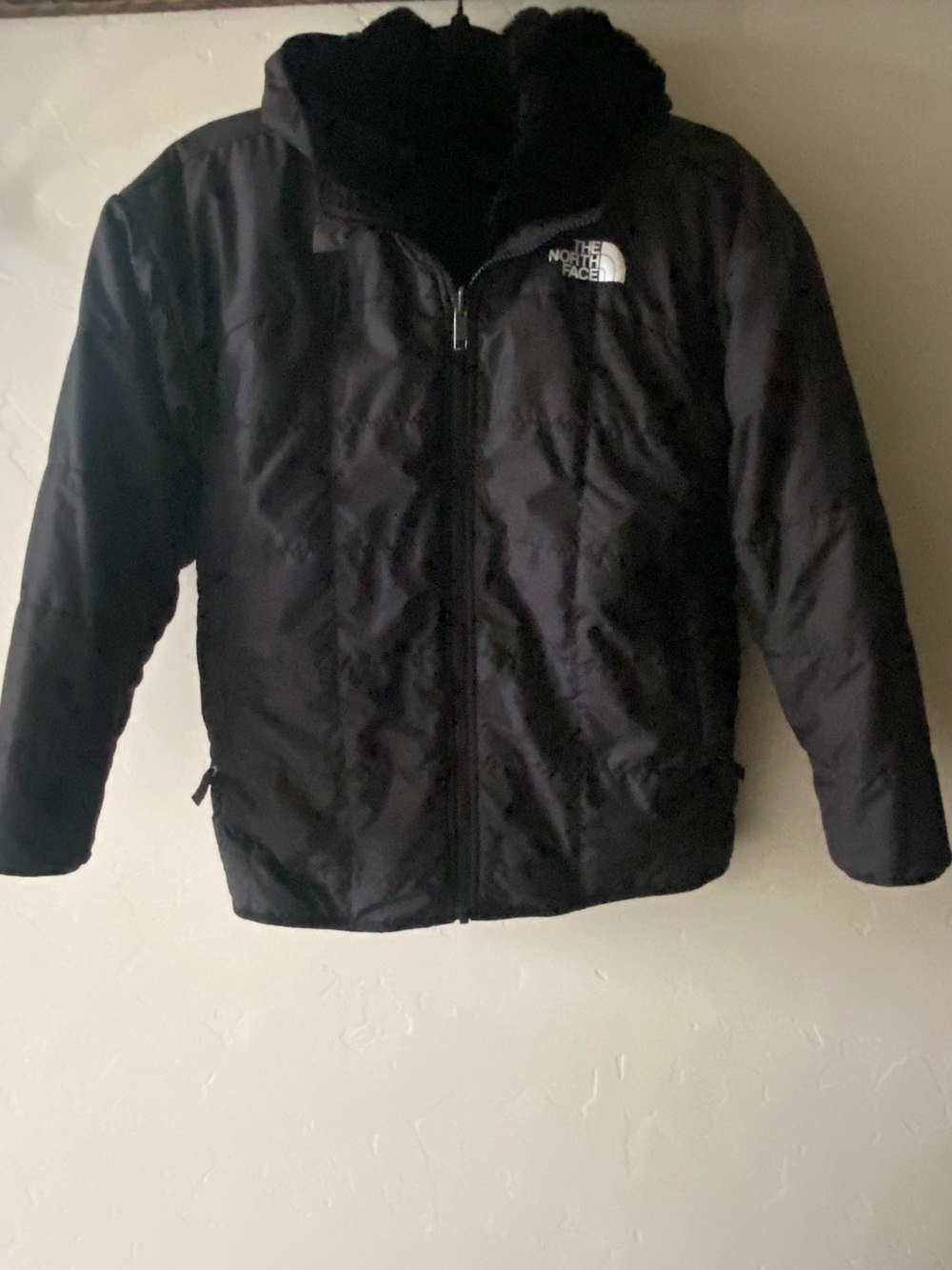 The North Face Black Hooded reversible Bomber Jacket